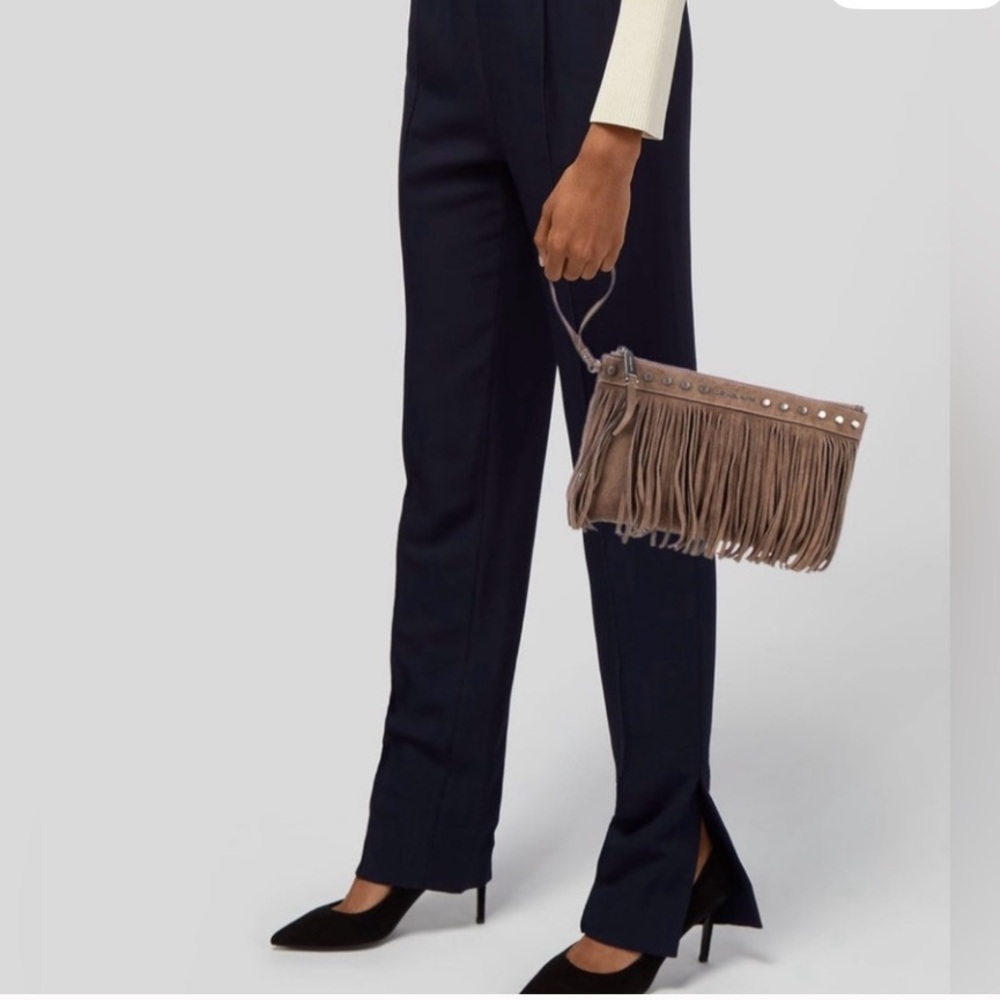 NWT Michael Kors Billy Fringe Clutch Monogram Zip Pouch